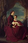 Prince Canvas Paintings - The Empress Eugenie Holding Louis Napoleon, the Prince Imperial on her Knees